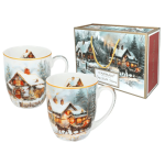 Zestaw 2 kubków świątecznych CARMANI Zimowa Idylla 400 ml – porcelanowy prezent