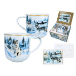 Kubek świąteczny CARMANI 500 ml – Wilki zimowy pejzaż porcelana