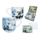 Kubek świąteczny CARMANI 500 ml – Kot zimowy pejzaż porcelana