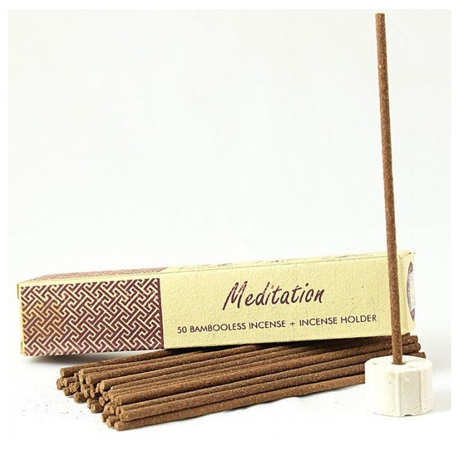 Kadzidełka MEDITATION 50 szt. + stojak – naturalne bezbambusowe
