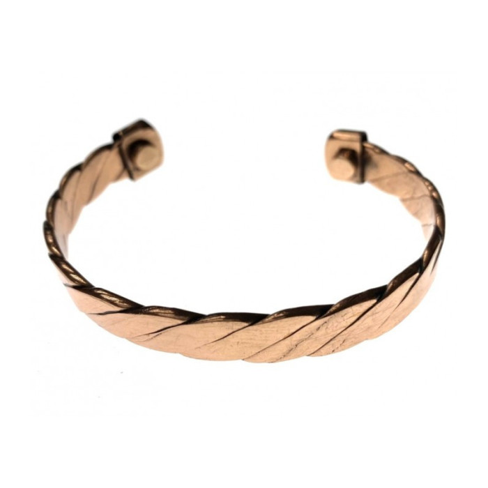 Bransoletka miedziana magnetyczna Plecionka gładka – regulowana