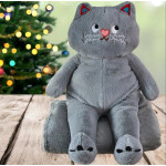 Koc z poduszką – maskotka KOT szary | Miękka mikrofibra 100×160