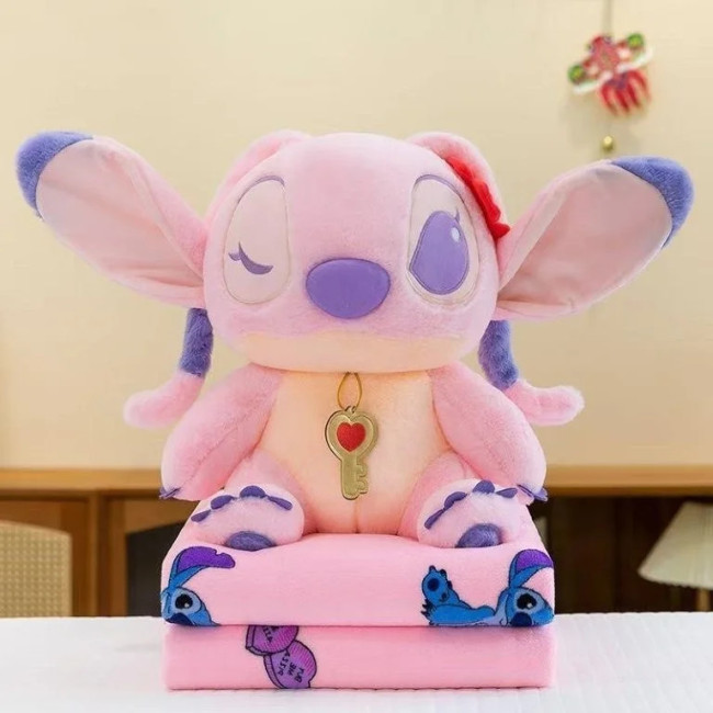 Stitch granatowy maskotka z kocem 100x160 cm z mikrofibry