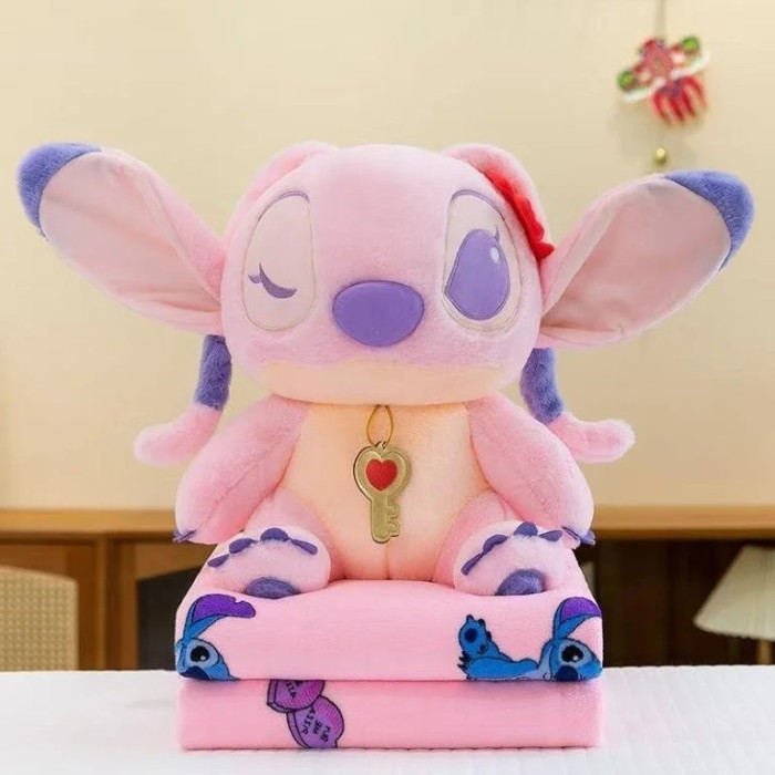 Stitch granatowy maskotka z kocem 100x160 cm z mikrofibry