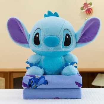 Stitch granatowy maskotka z kocem 100x160 cm z mikrofibry