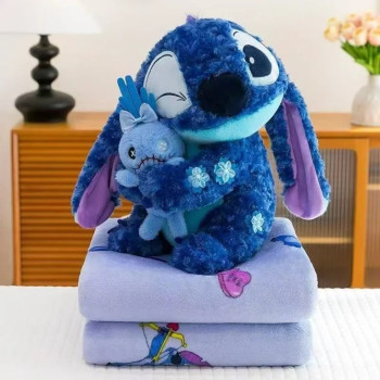 Stitch granatowy maskotka z kocem 100x160 cm z mikrofibry