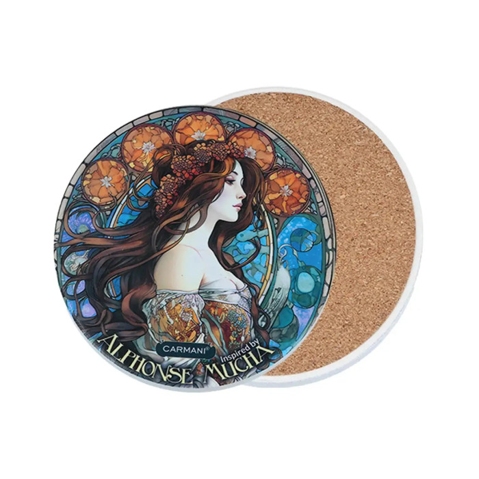 Jesienna Bogini w Stylu Alfonsa Muchy – podkładka Carmani 10,8 cm