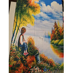 Szal Jesienna Sceneria 180×70 – szalik z malarskim jesiennym pejzażem