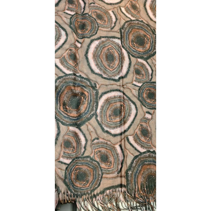 Szal Mineral Pattern 200×70 – wiskoza/wełna, wzór agatu z frędzlami