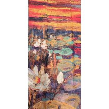 Szal Lilie Wodne w stylu Moneta 200×70 | Artystyczny szal impresjonistyczny