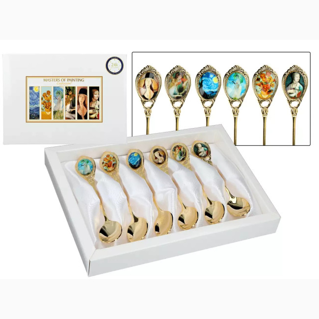 Komplet 6 łyżeczek złotych Carmani zestaw elegancki