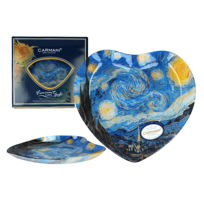 Talerz serce Van Gogh Gwiaździsta Noc CARMANI szklany