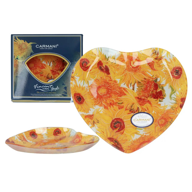 Talerz serce Van Gogh Słoneczniki CARMANI szklany