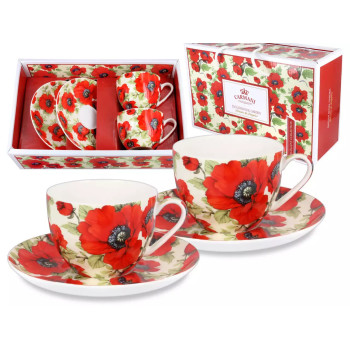 Filiżanki Maki 260 ml CARMANI zestaw 2 ze spodkami