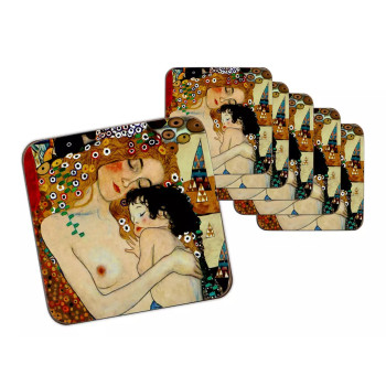 Komplet 6 podkładek korkowych MACIERZYŃSTWO Gustav Klimt CARMANI 10.5x10.5 cm
