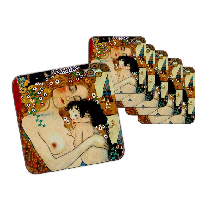 Komplet 6 podkładek korkowych MACIERZYŃSTWO Gustav Klimt CARMANI 10.5x10.5 cm