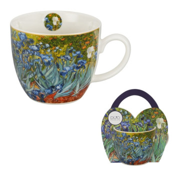 Kubek DUO IRISES Van Gogh 460 ml porcelana w koszyczku
