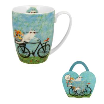 Kubek Kot na Rowerze DUO w koszyczku 360 ml 2