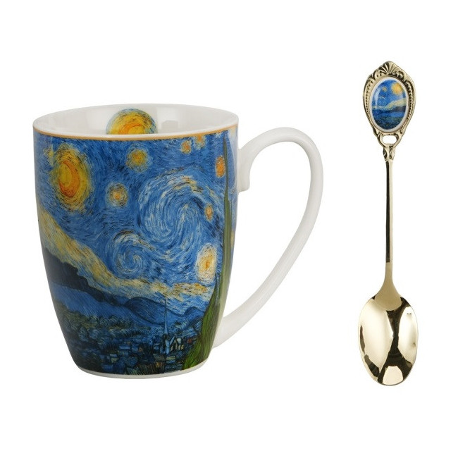 Kubek Gwiaździsta Noc Van Gogh DUO z łyżeczką 360 ml