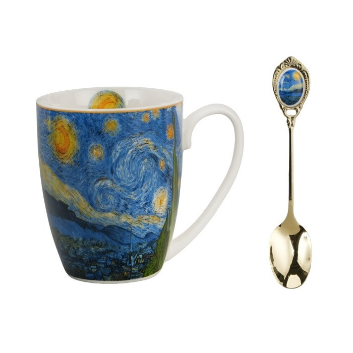 Kubek Gwiaździsta Noc Van Gogh DUO z łyżeczką 360 ml