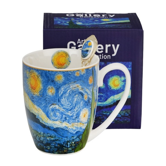 Kubek Gwiaździsta Noc Van Gogh DUO z łyżeczką 360 ml