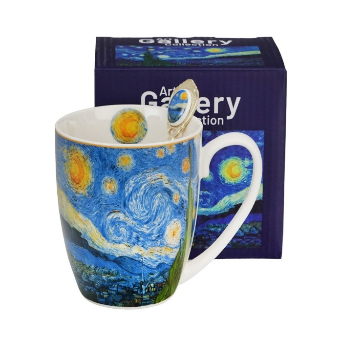 Kubek Gwiaździsta Noc Van Gogh DUO z łyżeczką 360 ml