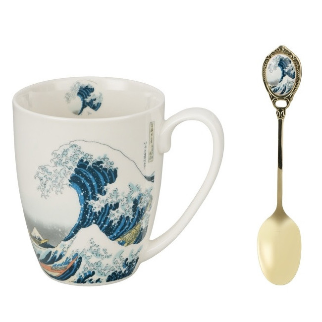 Kubek Wielka Fala Hokusai DUO z łyżeczką 360 ml