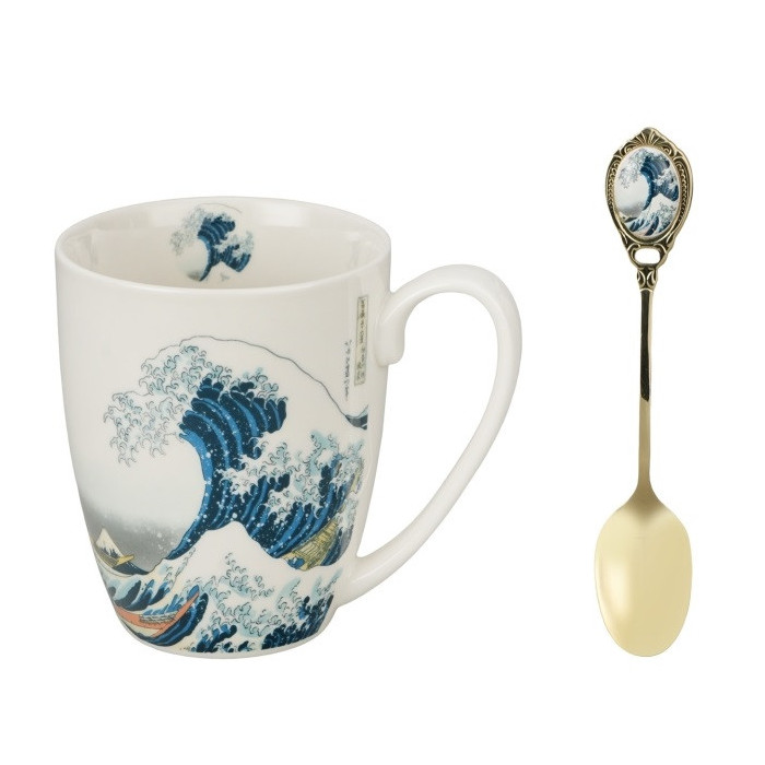 Kubek Wielka Fala Hokusai DUO z łyżeczką 360 ml