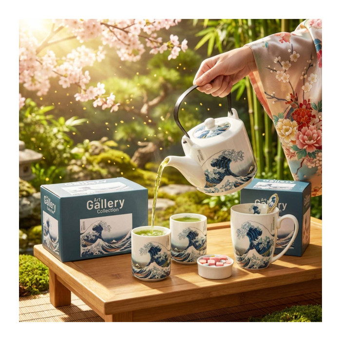Kubek Wielka Fala Hokusai DUO z łyżeczką 360 ml