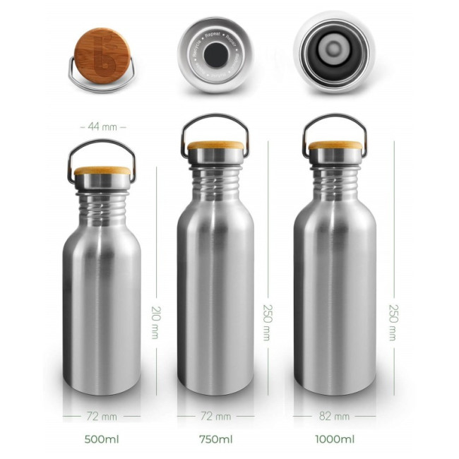 Butelka stalowa Bambaw Jet Black 1 l ZERO WASTE