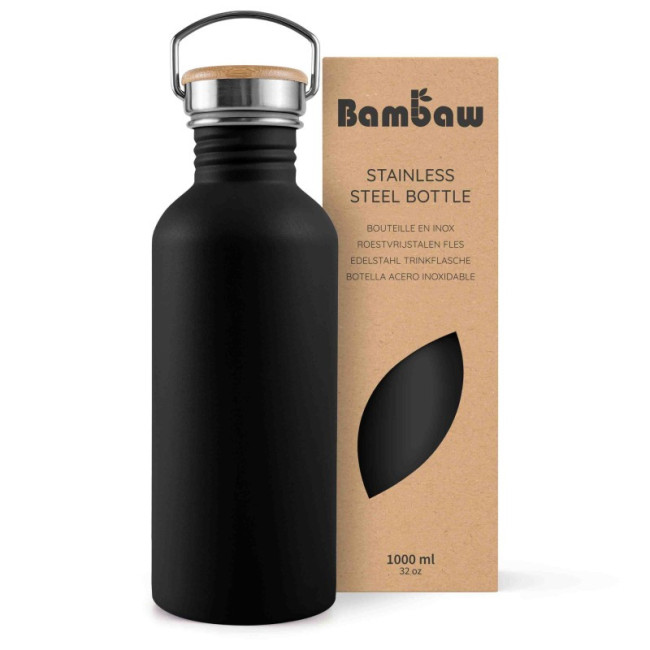Butelka stalowa Bambaw Jet Black 1 l ZERO WASTE