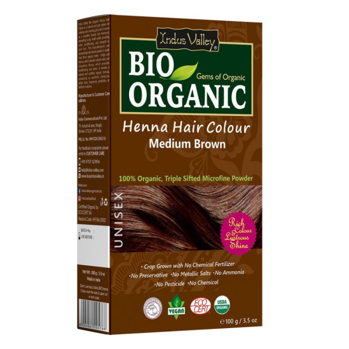 Henna Średni Brąz Indus Valley ECOCERT 100 g
