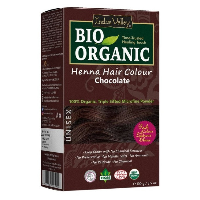 Naturalna Henna Czekoladowa Indus Valley ECOCERT 100 g