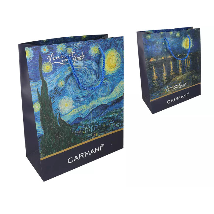 Torebka prezentowa Van Gogh Gwiaździsta Noc i Rodan CARMANI 23 x 18 x 10 cm