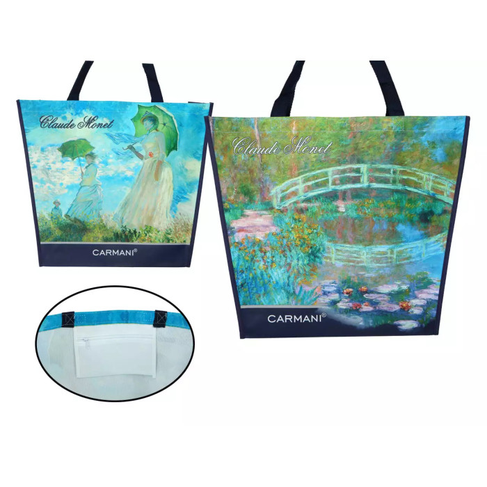 Torba zakupowa Claude Monet Kobieta z Parasolem i Most nad Stawem CARMANI