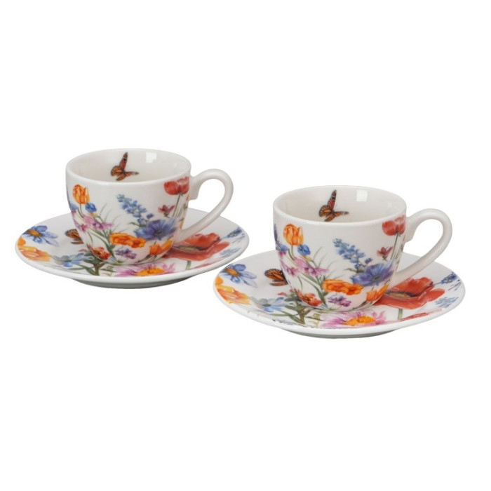 Zestaw 2 filiżanek espresso ze spodkami SPRING DUO