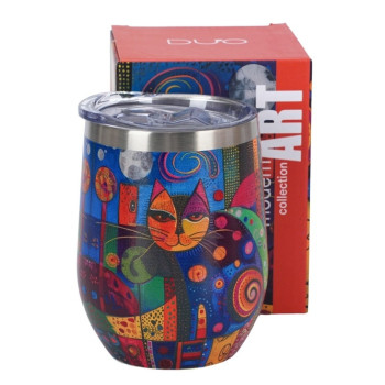 Kubek termiczny Artystyczny Kot DUO 330 ml stal nierdzewna 2
