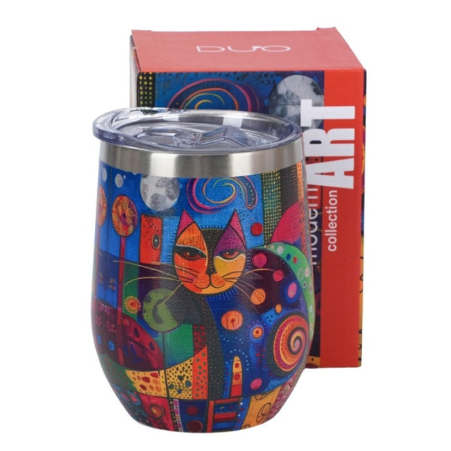 Kubek termiczny Artystyczny Kot DUO 330 ml stal nierdzewna