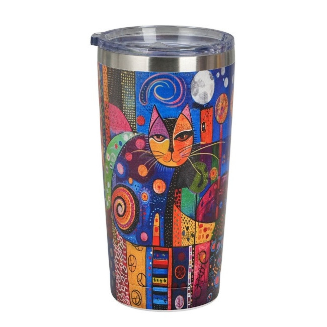 Kubek termiczny Artystyczny Kot DUO 600 ml stal nierdzewna
