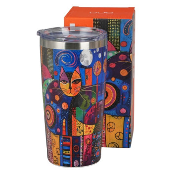 Kubek termiczny Artystyczny Kot DUO 600 ml stal nierdzewna