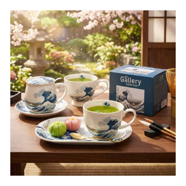Filiżanka z talerzykiem Hokusai Wielka Fala 450 ml DUO