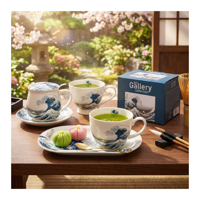 Filiżanka z talerzykiem Hokusai Wielka Fala 450 ml DUO