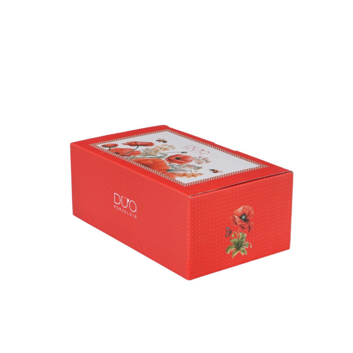 Filiżanka z talerzykiem Czerwone Maki DUO 450 ml porcelana New Bone China