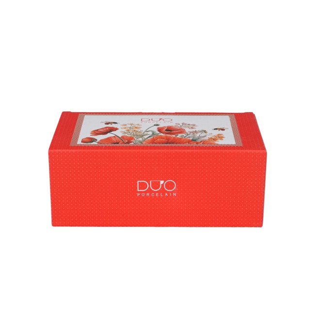 Filiżanka z talerzykiem Czerwone Maki DUO 450 ml porcelana New Bone China