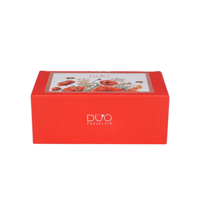 Filiżanka z talerzykiem Czerwone Maki DUO 450 ml porcelana New Bone China