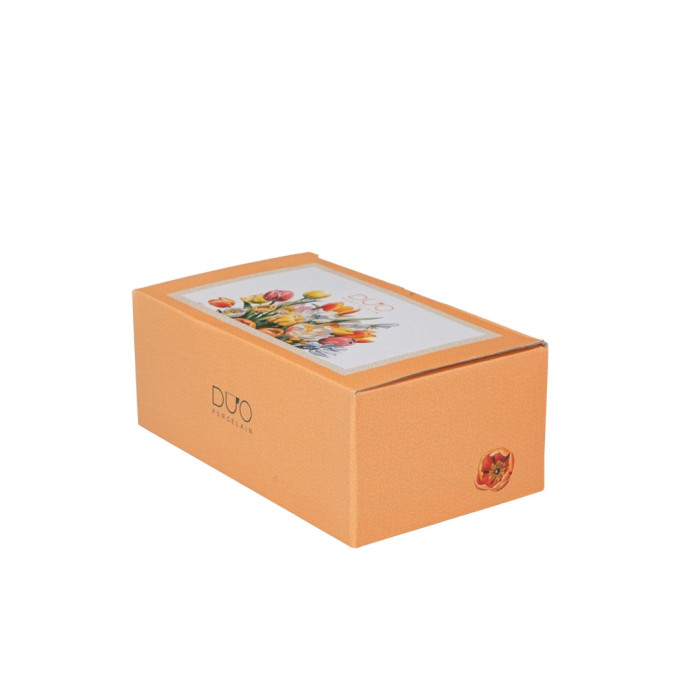 Filiżanka z talerzykiem Tulipany DUO 450 ml porcelana New Bone China