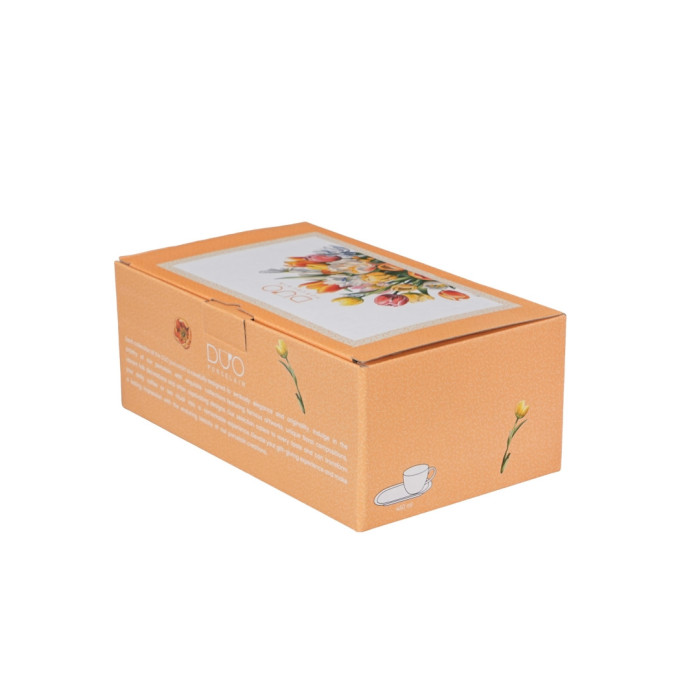 Filiżanka z talerzykiem Tulipany DUO 450 ml porcelana New Bone China