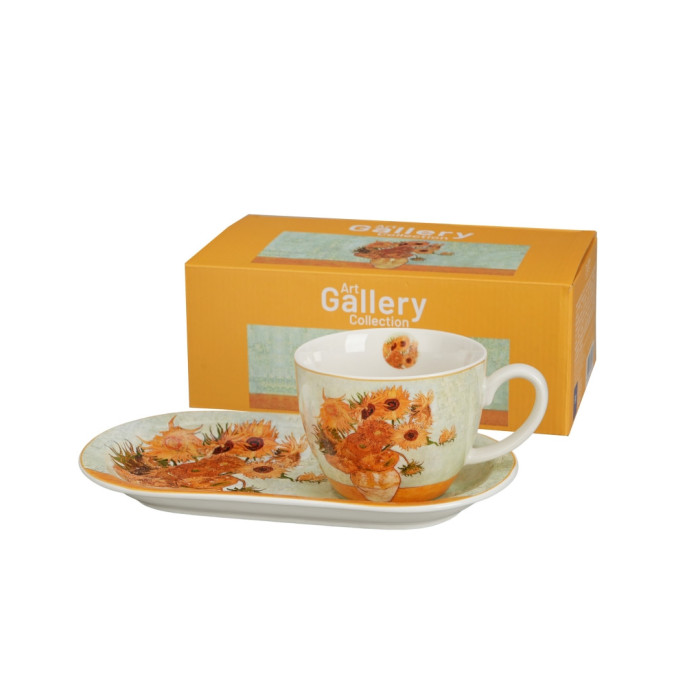 Filiżanka z talerzykiem Van Gogh Słoneczniki 450 ml DUO porcelana