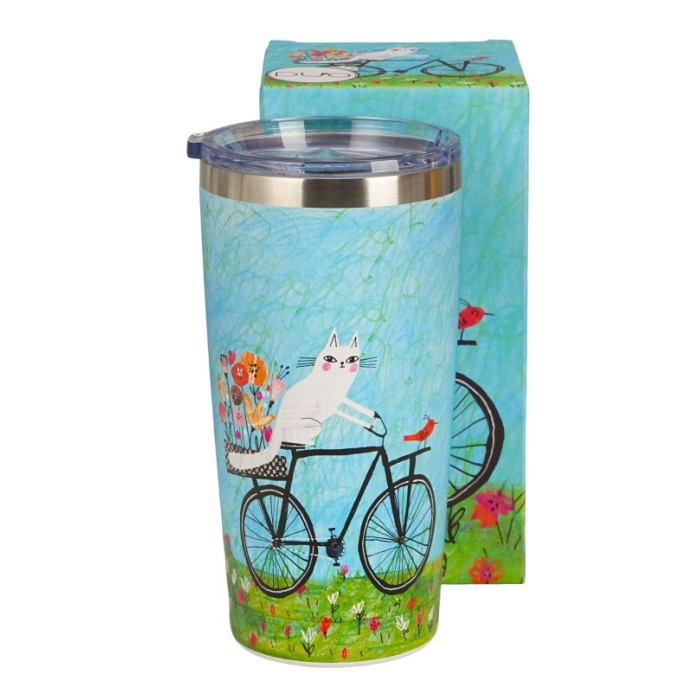 Kubek termiczny Kot na Rowerze 600 ml DUO | Stal nierdzewna 18/8