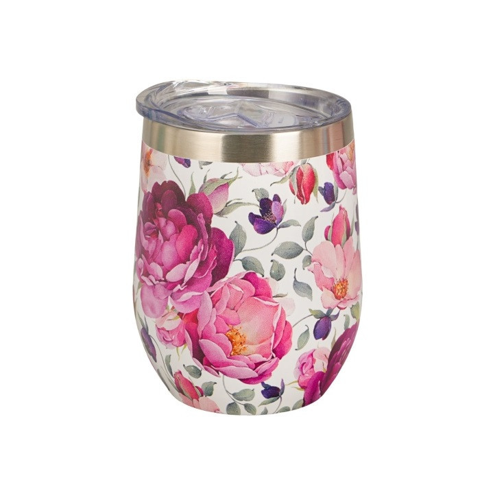 Kubek termiczny Wiosenne Róże 300 ml DUO | Stal nierdzewna 18/8